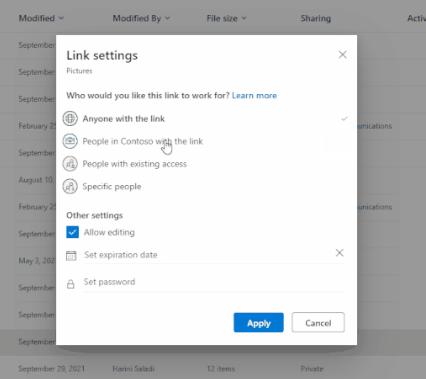 Customize Shared Link Permissions