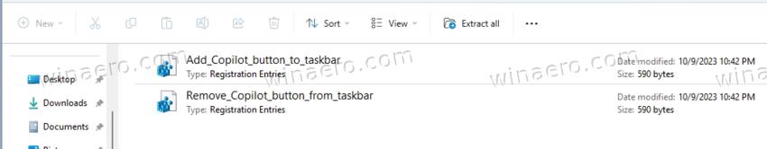 REG files to remove Copilot taskbar shortcut