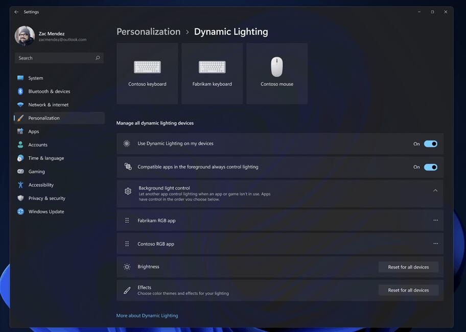 Dymanic Lighting Settings