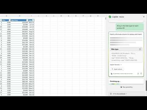 Copilot in Excel creates complex formula columns utilizing XLOOKUP