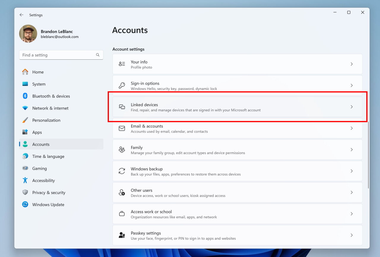 Linked Devices Settings