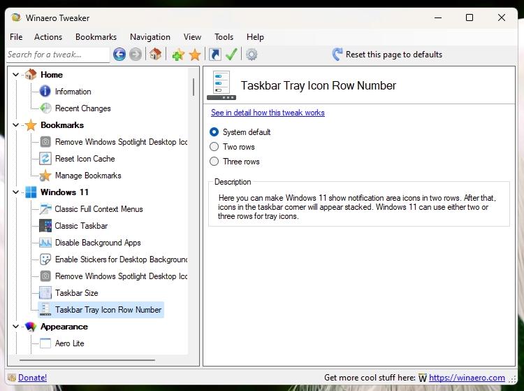 Tweaker 1.40 Tray Icon Rows