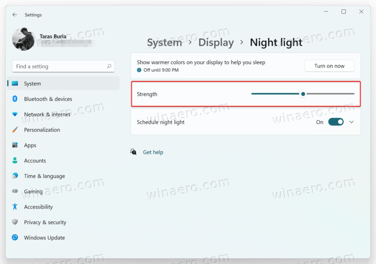 Change Night Light Strength