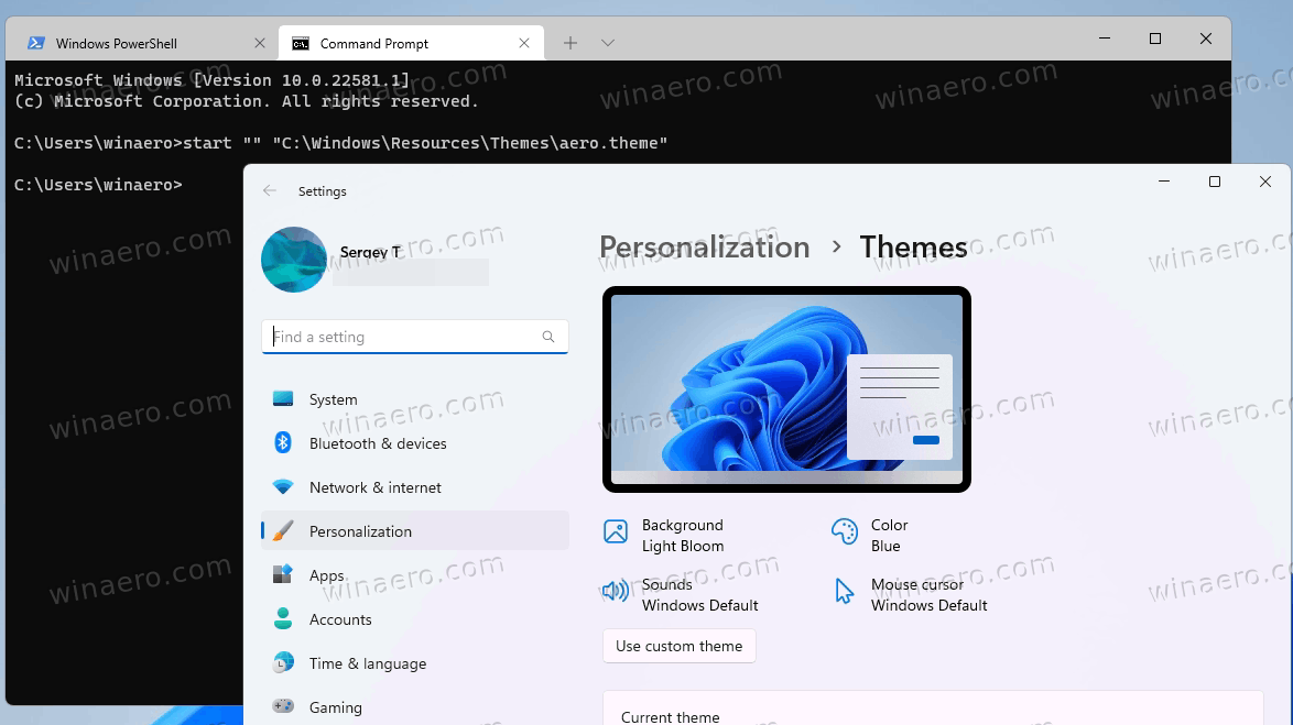 Change Theme From Command Prompt