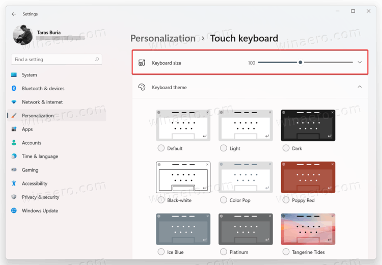 Change Touch Keyboard Size In Windows 11