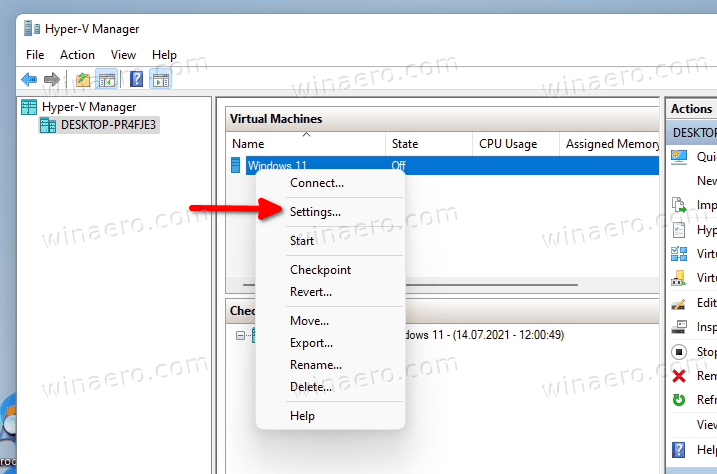 Change Virtual Machine Settings