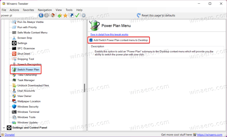 Add Switch Power Plan to context menu on Desktop