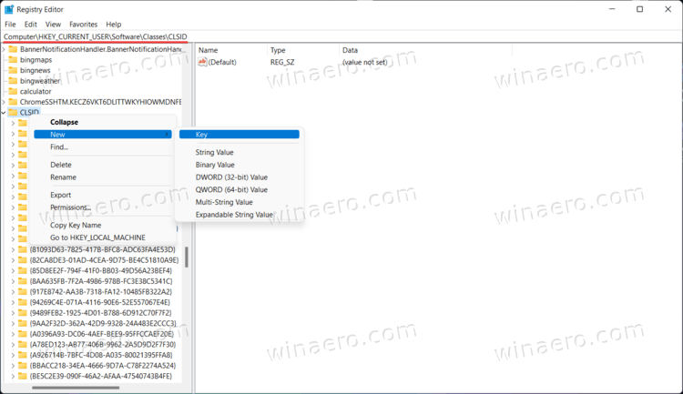 Create New Key Under The CLSID Folder