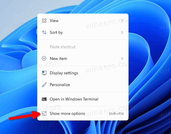 Desktop Menu Show More Options