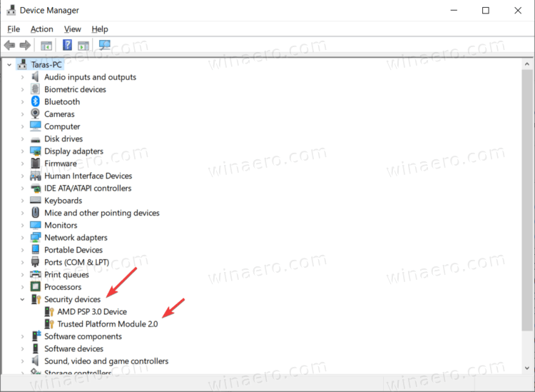 Device Manager Trusted Platform Module