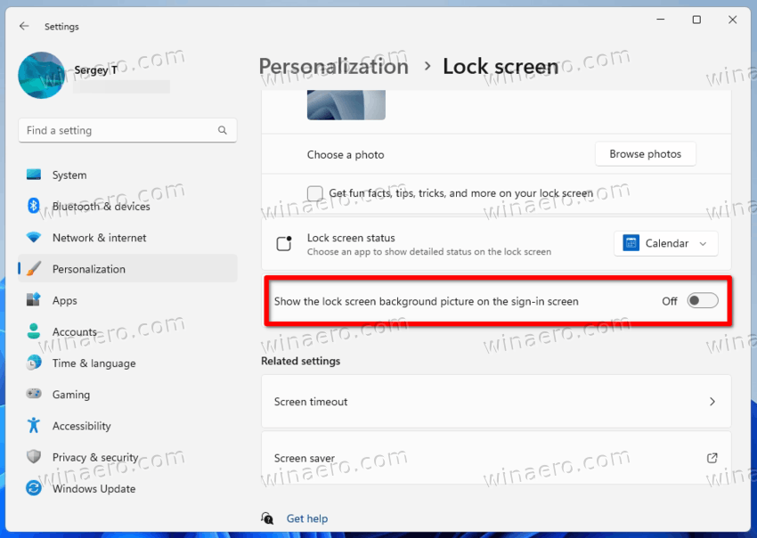 turn off Show the lock screen background picture on the sign-in screen