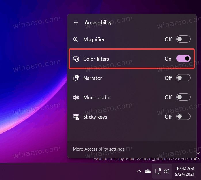 Enable Color Filters in Windows 11