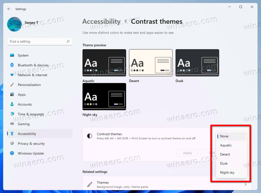 Enable High Contrast Mode In Windows 11