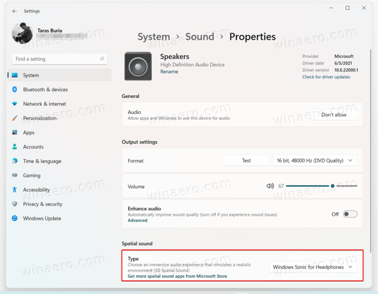 Enable Spatial Audio In Windows 11