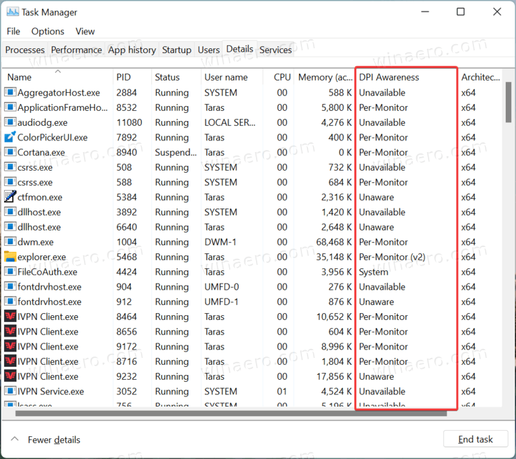 Find App DPI Awareness In Windows 11