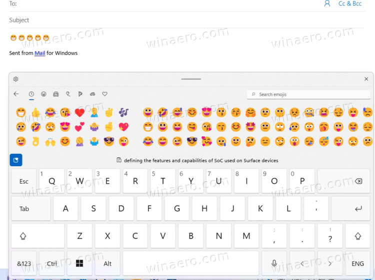 Windows 11 build 22478 emoji