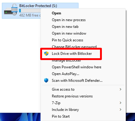 Lock Drive Bitlocker Context Menu
