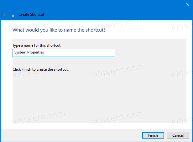 Name Classic System Properties Shortcut