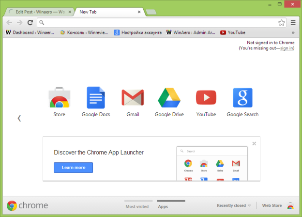 Old Chrome New Tab