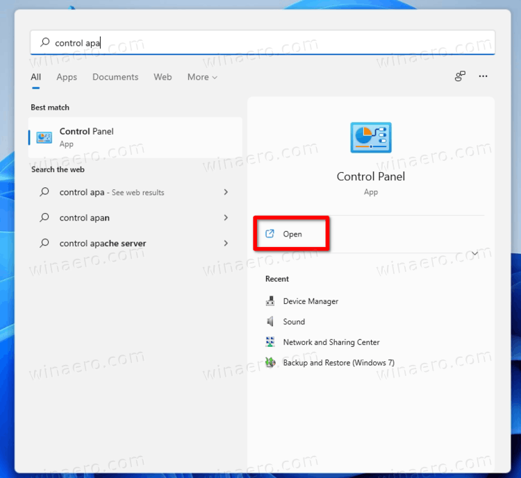 Open Control Panel In Windows 11