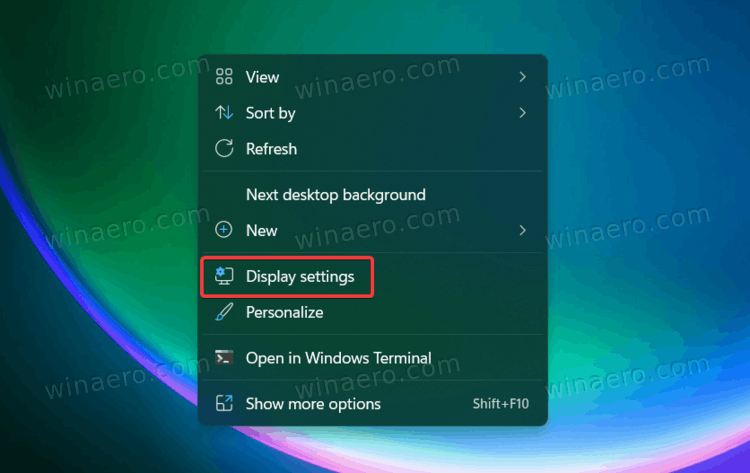 Open Display Settings