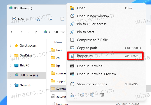 Open Folder Properties