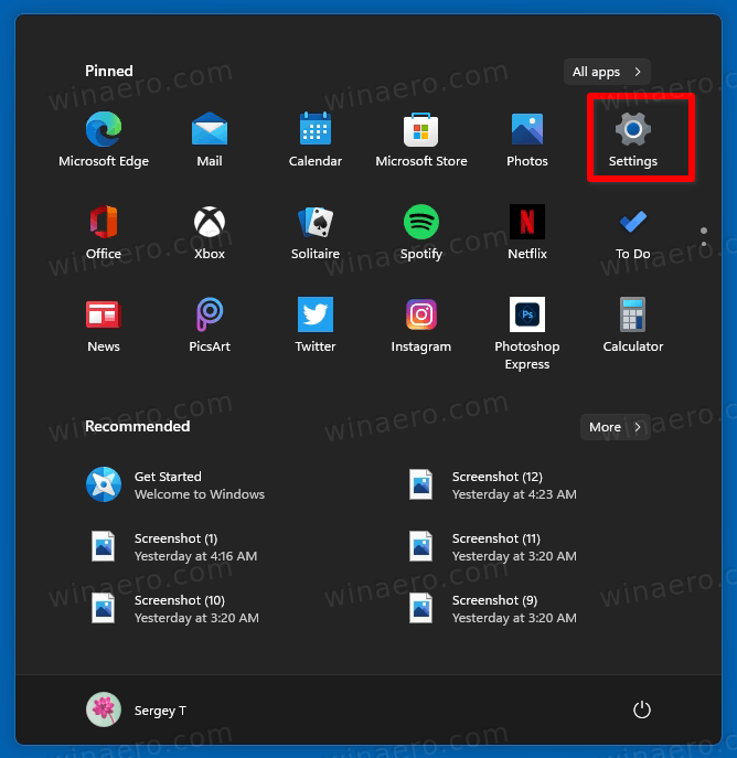 Start menu icon