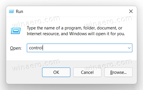 Open Windows 11 Control Panel From The Run Dialog