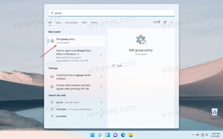 Open Windows 11 Group Policy From Search