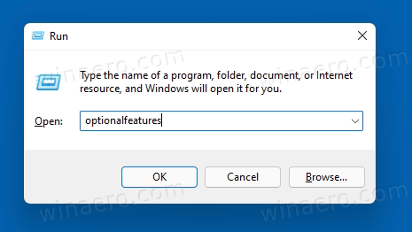 Optionalfeatures In The Run Dialog