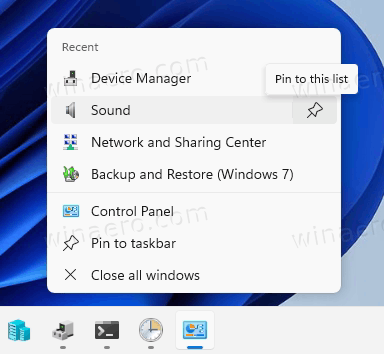 Pin Individual Control Panel Applets