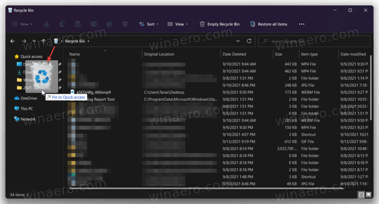Pin Recycle Bin To Quick Access In Windows 11 File Explorer