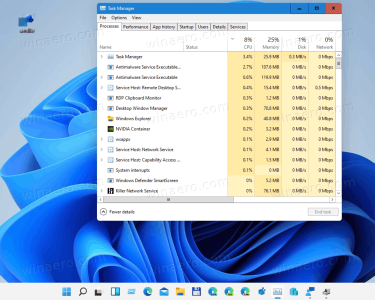 Pinned Task Manager To The Taskbar