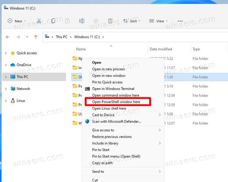 PowerShell In Windows 11 From The Context Menu