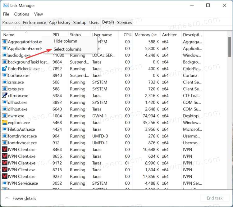 Select Columns