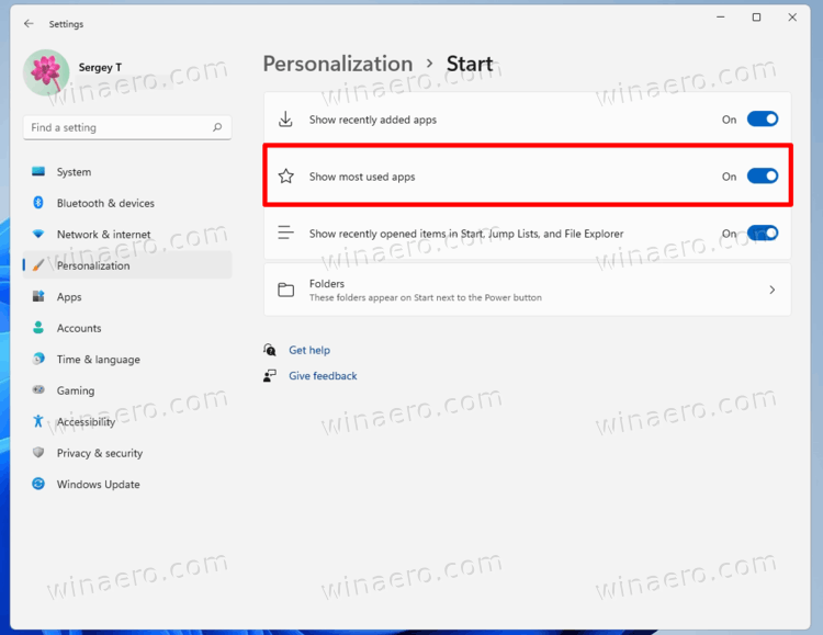 Show Most Used Apps In Windows 11 Start Menu With Settings