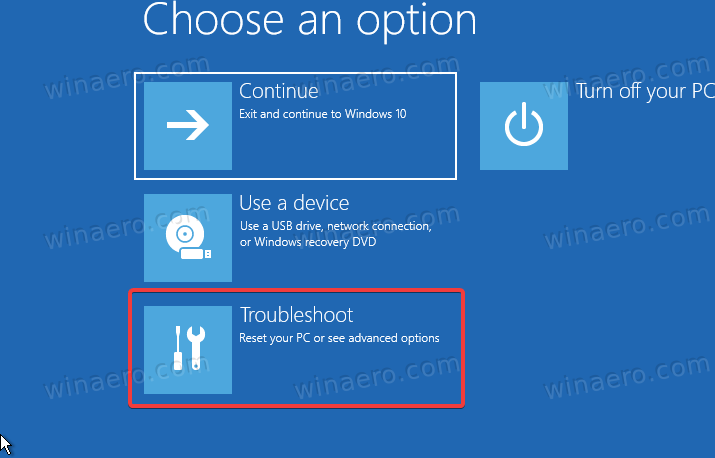 Troubleshoot Item In Winre