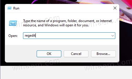 Type Regedit In The Run Dialog