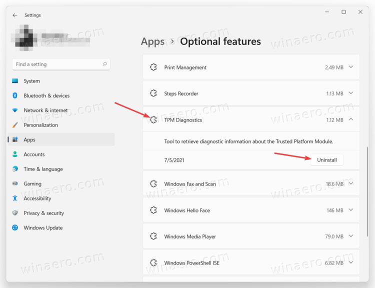 Uninstall TPM Diagnostic Tool In Windows 11