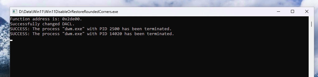 Win11DisableRoundedCorners