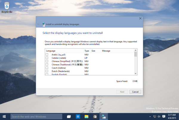 Windows 10 remove display language