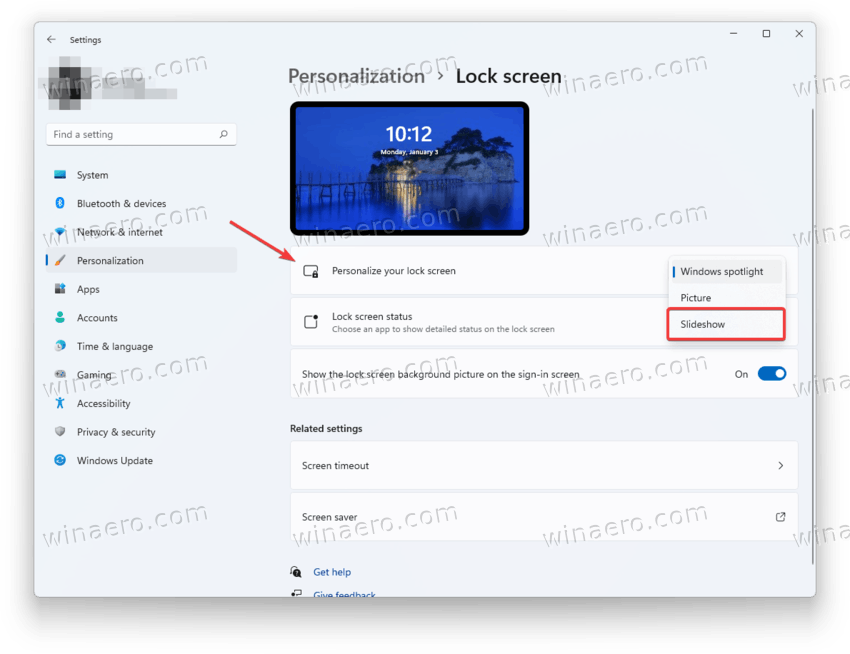 enable a slideshow for the Lock Screen in Windows 11