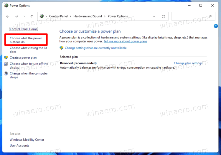 Windows 11 Choose What The Power Button Does Link