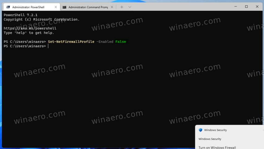 Windows 11 Disable Firewall with PowerShell