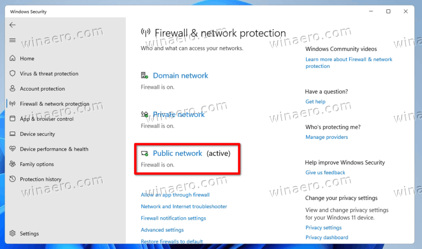 Click Network location type