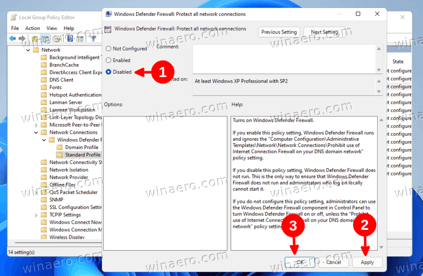 Windows 11 Disable Firewall in Group Policy