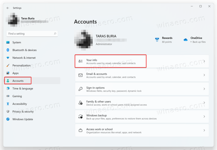 Windows 11 Settings Accounts Your Info