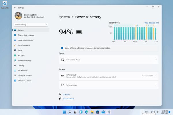 Windows 11 Settings Battery B22000