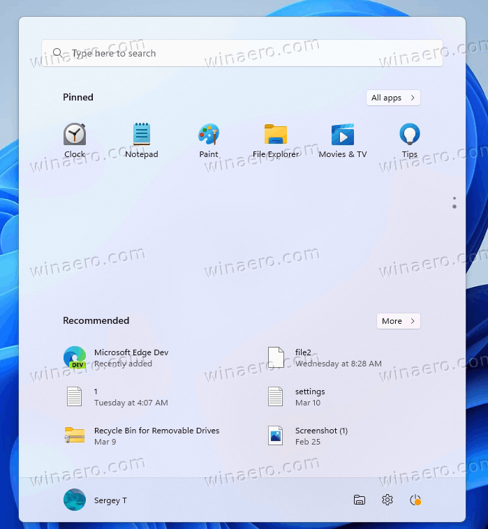 Windows 11 Start Menu