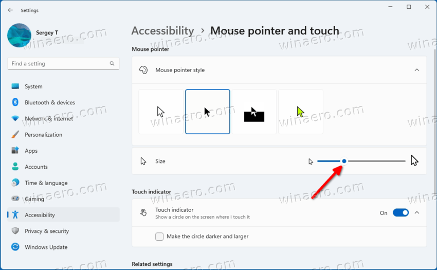 Change cursor size